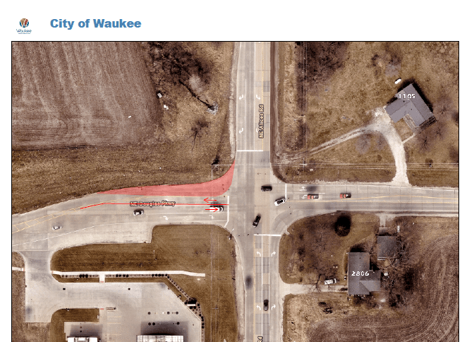 A photo showing a traffic detour along Douglas Parkway