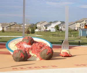 Spaghetti and meatballs with fork play structure at Alice Nizzi Park