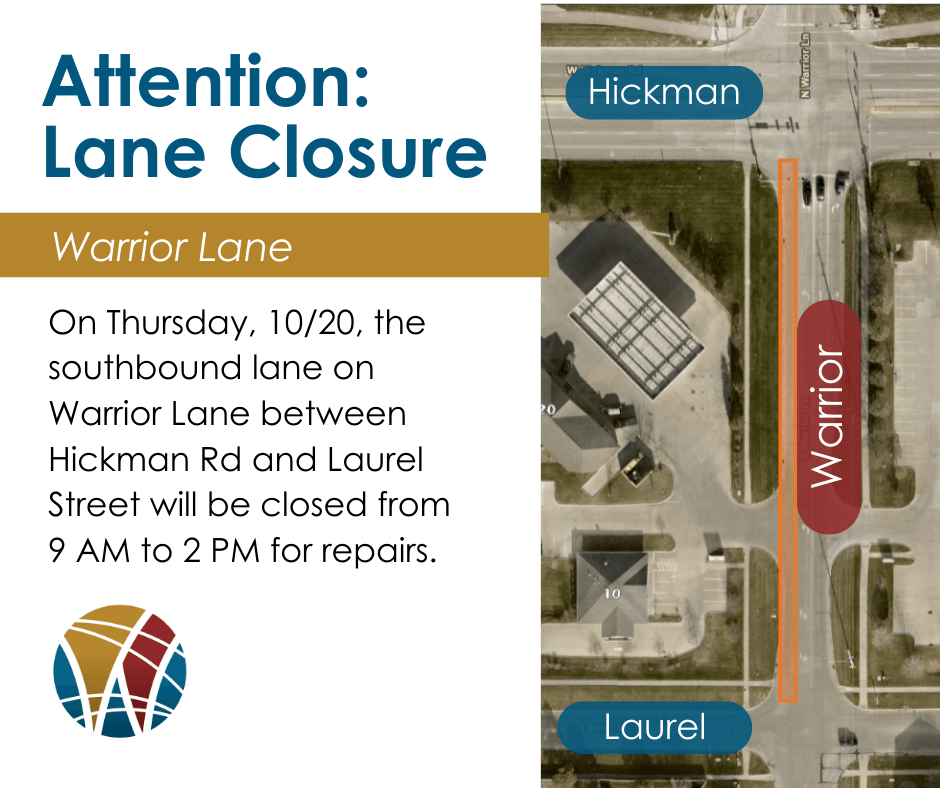 Warrior Lane lane closure map