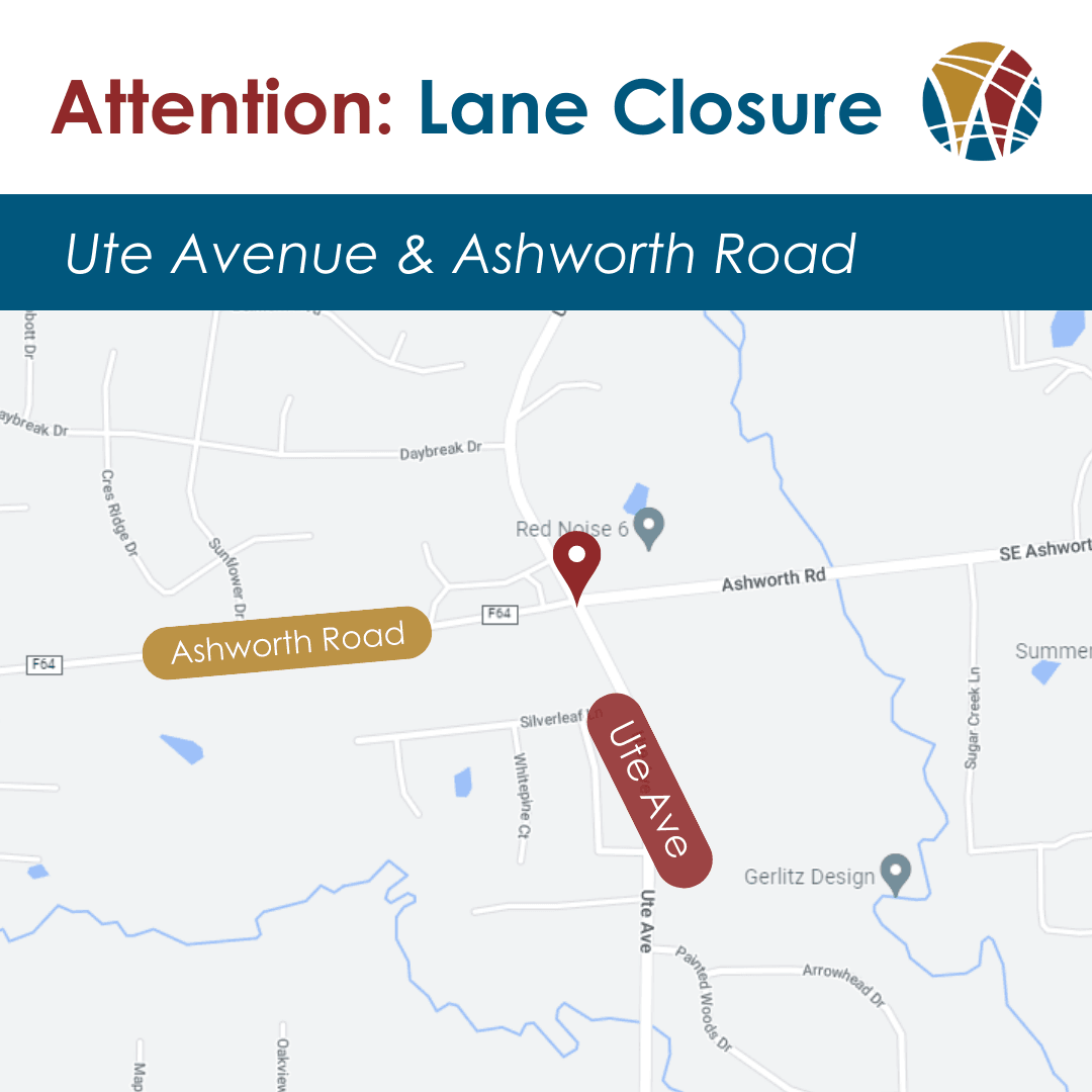 map of Ute Avenue and Ashworth Road with Attention written on it