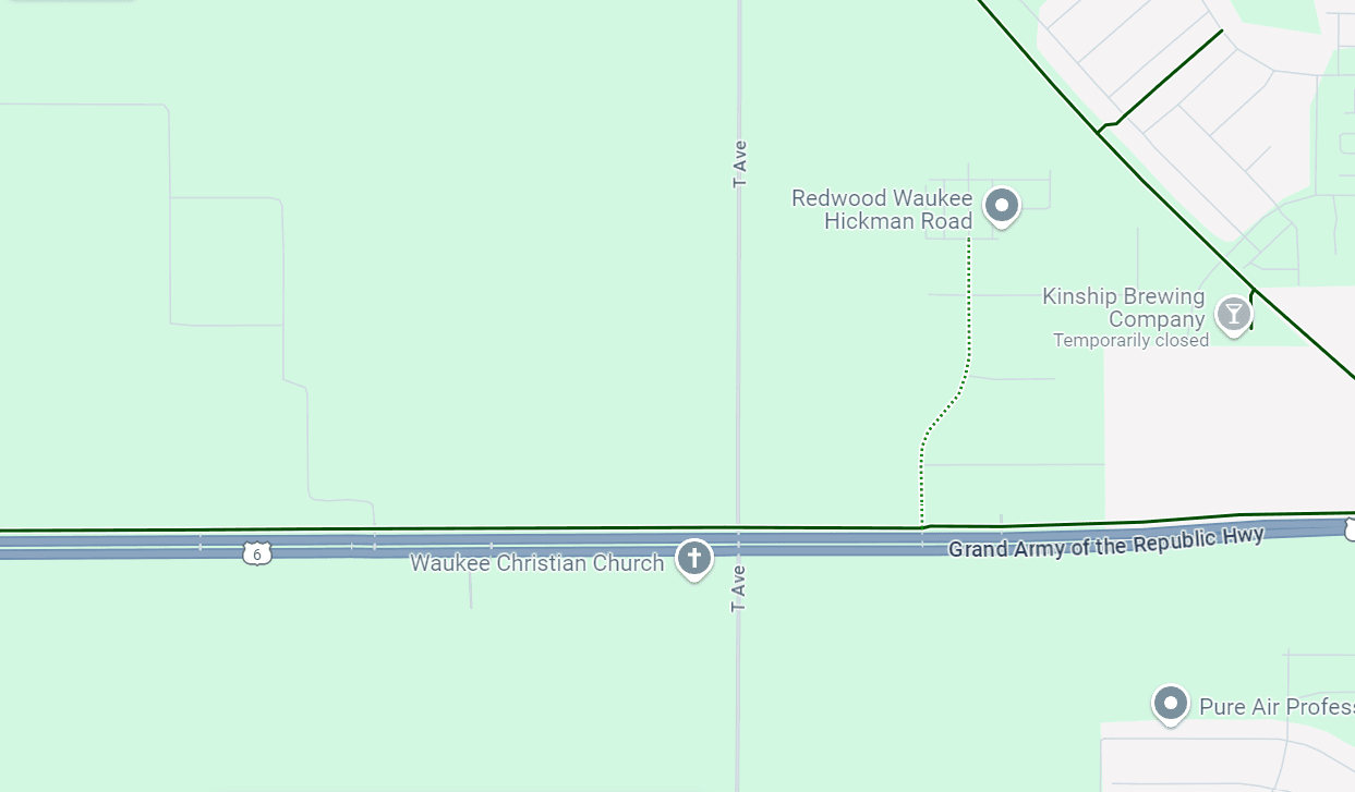 map of T avenue at Hickman Road