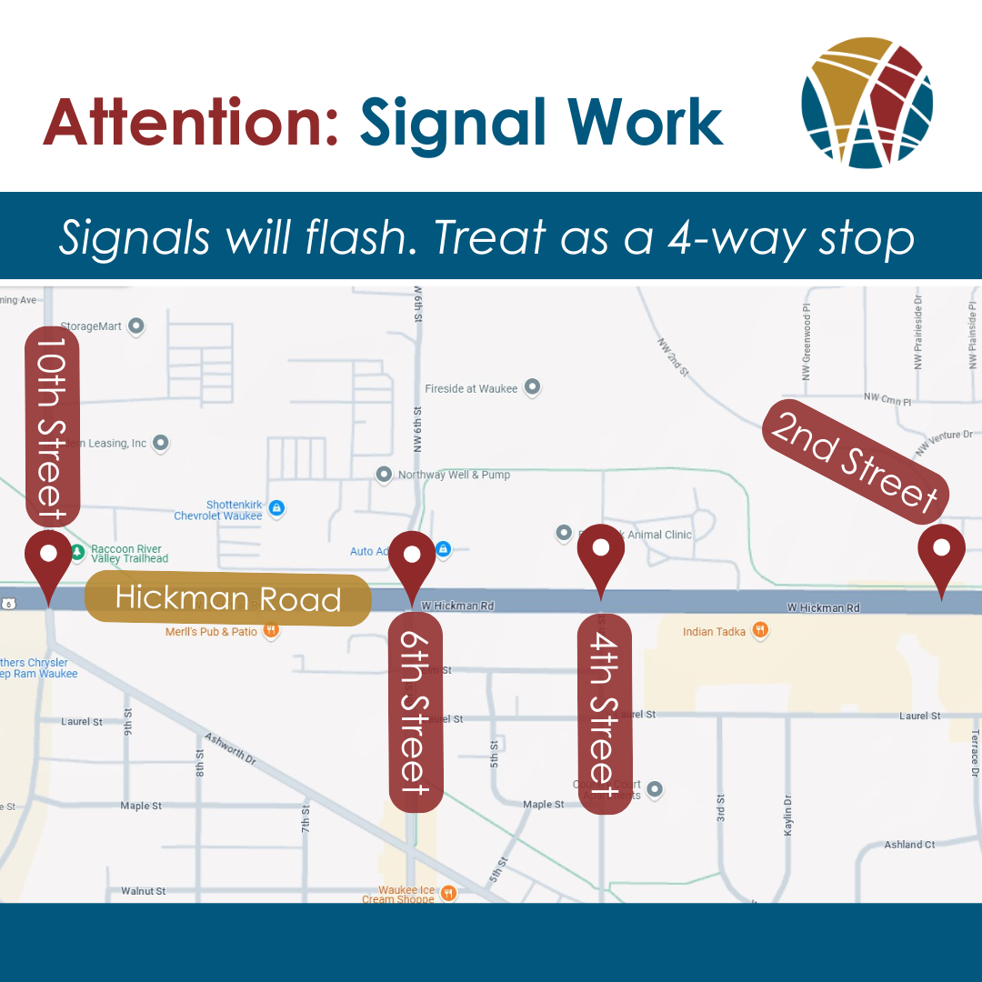 map of hickman with markers at 2nd Street, 6th Street, 4th Street and 10th Street