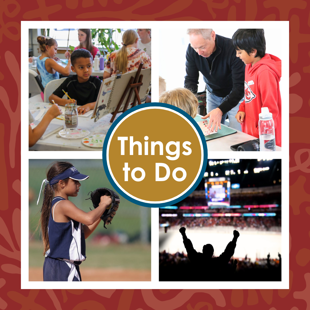 Girl holding softball ready to pitch, young boy drawing in art class, magician teaching a card trick