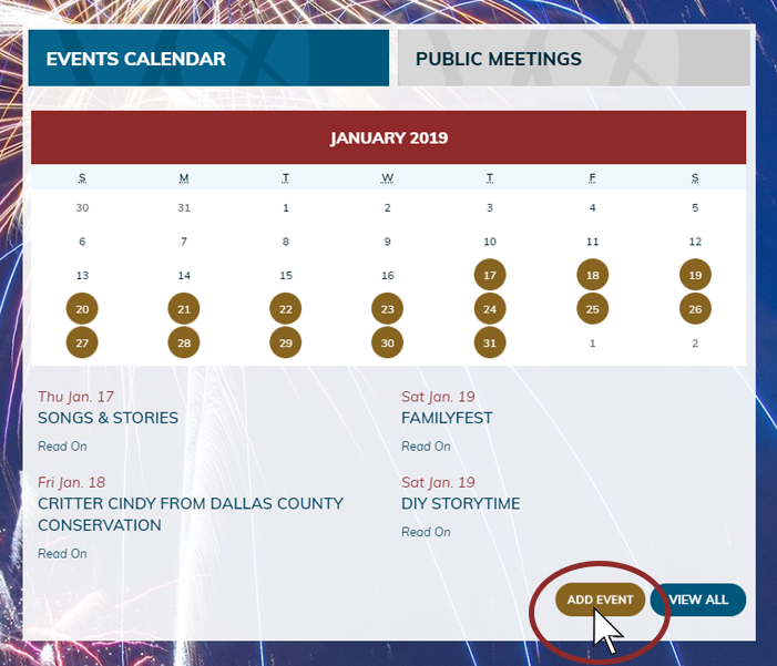 comm calendar screen